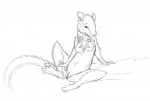 anthro breasts feet female genitals jewelry necklace nipples nude pussy soles solo spread_legs spreading tail toes tryst_entangled chipmunk ground_squirrel mammal rodent sciurid 2011 sketch