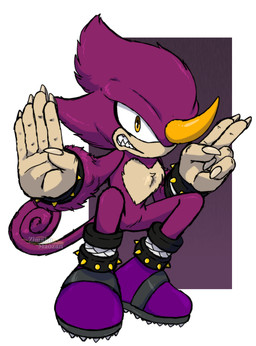 angry anthro claws crouching fur male nails purple_body purple_fur sharp_nails solo zimakum mythology sega sonic_the_hedgehog_(series) sonic_unleashed espio_the_chameleon canid canine chameleon lizard mammal mythological_canine mythological_creature reptile scalie werecanid werecanine werecreature werewolf absurd_res colored_sketch hi_res sketch