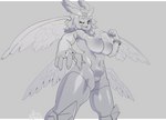 4_wings 5_fingers anthro areola big_breasts bracelet breasts clothing digit_ring eyelashes female finger_ring fingers genitals grey_background hair inverted_nipples jewelry legwear multi_wing navel nipples nude one_eye_closed pussy short_hair simple_background solo stockings tongue tongue_out wings wink seyferwolf final_fantasy final_fantasy_xv square_enix garuda_(final_fantasy_xv) avian deity 2022 absurd_res greyscale hi_res monochrome signature