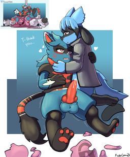 aftercare animal_genitalia breathing clothing comforting_another ejaculation fusion genitals hug latex latex_clothing latex_skinsuit pokemon_fusion profanity rescue shaking skinsuit text tight_clothing trembling nintendo pokemon levin_(fokkorev) generation_4_pokemon generation_7_pokemon pokemon_(species) riolu torracat absurd_res english_text hi_res