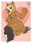 anthro areola border breasts butt feet female genitals looking_at_viewer lying nipples non-mammal_breasts non-mammal_nipples nude on_side open_mouth open_smile pussy simple_background slightly_chubby smile solo talons toes white_border yellow_eyes thevgbear bojack_horseman netflix wanda_pierce avian bird owl 2019 3:4