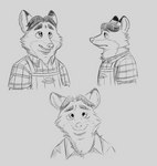 anthro apron biped clothing dessert food male multiple_poses pastry pie pose shirt simple_background solo topwear skunkbutt_(artist) disney zootopia gideon_grey canid canine fox mammal red_fox true_fox 2018 bust_portrait hi_res monochrome portrait