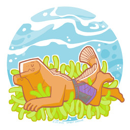 5_fingers anthro biped black_bottomwear black_clothing black_shorts bottomwear clothed clothed_anthro clothed_male clothing dorsal_fin feet fin fingers humanoid_feet humanoid_hands lying male male_anthro multicolored_bottomwear multicolored_clothing multicolored_shorts on_front orange_body orange_fin orange_scales orange_tail plantigrade purple_bottomwear purple_clothing purple_shorts scales shorts shorts_only solo tail tail_fin toes topless topless_anthro topless_male two_tone_bottomwear two_tone_clothing two_tone_shorts underwater water snarkysardine anthozoan aquatic clownfish cnidarian fish orange_skunk_clownfish pomacentrid sea_anemone 1:1 2025 dated hi_res signature