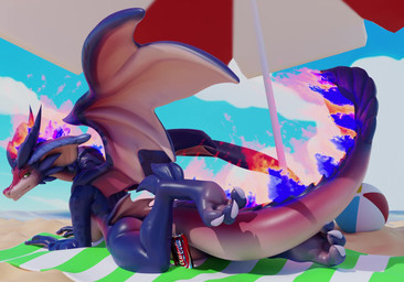 anthro ball beach beach_ball big_breasts blue_body blue_scales breasts butt feet female fingers fire flaming_hair green_eyes horn inflatable looking_at_viewer looking_back looking_back_at_viewer looking_pleasured lying membrane_(anatomy) membranous_wings mouth_closed nude on_front paws pseudo_hair red_body scales smile solo tail wings seary21 seary_(modeler) coca-cola league_of_legends mythology riot_games tencent smolder's_mom dragon mythological_creature mythological_scalie scalie 3d_(artwork) 3d_animation animated digital_media_(artwork) hi_res high_framerate huge_filesize long_playtime sound video