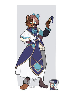 anthro_to_human blue_eyes breasts brown_body brown_fur brush bucket clothing container dress female fur goo_transformation holding_brush holding_object holding_paintbrush paintbrush simple_background smile solo species_transformation tf_into_fictional_character transformation white_background blackshirtboy my_next_life_as_a_villainess:_all_routes_lead_to_doom! katarina_claes felid human mammal 2025 absurd_res digital_media_(artwork) hi_res