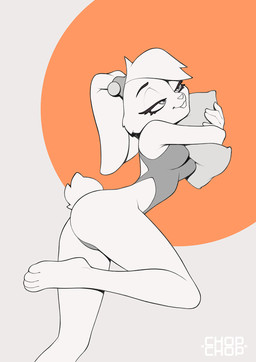 4_toes anthro backless_leotard backless_swimsuit barefoot bedroom_eyes bikini_thong breasts buckteeth butt closed_smile clothed clothed_anthro clothed_female clothing eyebrows eyelashes feet female female_anthro fingers geometric_background hair half-closed_eyes highleg highleg_leotard highleg_one-piece_swimsuit highleg_swimwear hug hugging_object hugging_pillow humanoid_hands iris leotard long_ears long_eyelashes looking_away lying medium_breasts mouth_closed narrowed_eyes on_side one-piece_swimsuit one-piece_thong orange_background paws pillow plantigrade ponytail_ears pose pupils scut_tail seductive short_hair short_tail side_view simple_background slim slim_anthro slim_female smile solo swimwear tail teeth text tight_clothing toes chopchop looney_tunes warner_brothers lola_bunny lagomorph leporid mammal rabbit artist_name digital_media_(artwork) hi_res portrait spot_color