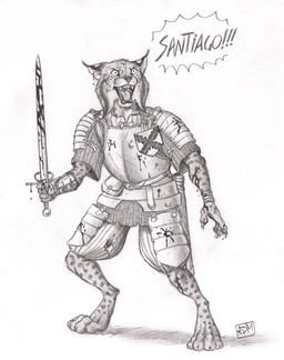 4_toes 5_fingers anthro armor barefoot belt belt_pouch biped blood blood_drip blood_on_arm blood_on_armor blood_on_leg blood_on_sword blood_on_weapon bodily_fluids bottomwear breastplate buckle claws clothing dialogue digitigrade dripping ear_tuft feet fingers holding_melee_weapon holding_object holding_sword holding_weapon looking_forward male melee_weapon notched_ear open_mouth pants partial_speech_bubble scabbard shadow simple_background solo spaulder standing straps sword tassets teeth toes tongue torn_bottomwear torn_clothing torn_pants tuft vambrace weapon white_background wounded wraps wrist_wraps yelling 0laffson felid feline lynx mammal 2019 hi_res signature traditional_media_(artwork)
