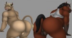 anthro anus backsack balls biceps big_butt bubble_butt butt butt_selection butt_size_difference duo genitals looking_at_viewer male male/male muscular nude one_eye_closed pose raised_tail size_difference tail take_your_pick wink vamplust bovid bovine cattle equid equine horse mammal