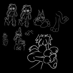 3_toes 4_fingers anthro big_breasts breasts claws erection feet female fingers foot_fetish foot_focus genitals gynomorph huge_breasts intersex looking_at_viewer pawpads penis plantigrade sitting standing toe_claws toes sockless_zen02 canid canine lagomorph leporid mammal rabbit 1:1 2026 digital_drawing_(artwork) digital_media_(artwork) hi_res monochrome sketch sketch_page