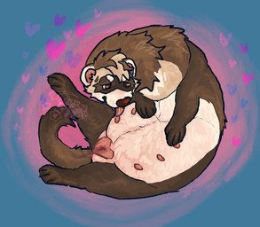6_nipples anatomically_correct anatomically_correct_anus anatomically_correct_genitalia anatomically_correct_vulva animal_genitalia animal_vulva anus belly_blush blush body_blush brown_body brown_fur facial_markings female feral fur genitals head_markings heart_symbol hearts_around_body markings maroon_eyes maroon_nose mask_(marking) multi_nipple mustelid_vulva nipples pregnant pregnant_female pregnant_feral simple_background snaggle_tooth solo splayed_legs star_in_pupils tail_anus tan_body tan_fur tongue tummy_nipples vulva whisker_spots critterzone01 spacks domestic_ferret mammal mustelid musteline true_musteline weasel digital_media_(artwork) digital_painting_(artwork) hi_res painting_(artwork) shaded signature watermark nonbinary_(lore)
