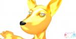 ambiguous_gender anthro fur green_eyes simple_background solo white_background yellow_body yellow_fur luki13lol canid canine canis domestic_dog mammal 3d_(artwork) digital_media_(artwork)