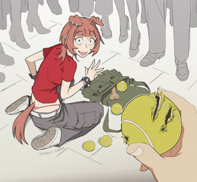 4_ears 5_fingers ambiguous_gender ambiguous_pov ball bangs barbell_piercing belt blush blush_lines bodily_fluids bottomwear bracelet breasts brown_ears brown_eyes brown_hair brown_tail cargo_pants chew_toy clothed clothed_ambiguous clothed_female clothed_humanoid clothing ear_piercing ear_ring embarrassed eyebrow_barbell eyebrow_piercing eyebrow_through_hair eyebrows faceless_ambiguous faceless_character facial_piercing fangs female female_focus female_humanoid fingernails fingers first_person_view floppy_ears folded_ears footwear grey_bottomwear grey_clothing grey_footwear grey_pants grey_shoes group hair head_turned high_heels human_and_animal_ears jewelry kneeling long_hair looking_at_viewer medium_breasts messenger_bag multi_ear multicolored_clothing multicolored_footwear multicolored_shoes multiple_piercings nails open_mouth pants piercing pink_clothing pink_thong pink_tongue pink_underwear public red_clothing red_shirt red_topwear ring_piercing shirt shoes short_sleeves sneakers solo_focus spiked_bracelet spikes sweat sweaty_arms sweaty_back sweaty_face sweaty_neck tail teeth tennis_ball thong thong_straps tongue topwear translucent translucent_hair two_tone_clothing two_tone_footwear two_tone_shoes underwear whale_tail_(fashion) white_belt white_clothing white_footwear white_shoes wide_eyed hitsujigoods mitsu_inumoto animal_humanoid canid canid_humanoid canine canine_humanoid dog_humanoid humanoid mammal mammal_humanoid 2026 hi_res signature