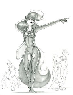 anthro breasts clothing female fur group hair male one-piece_swimsuit solo_focus swimwear whistle_(object) whistle_around_neck baron_engel rosemary_parker_(character) bear equid equine horse mammal mephitid skunk 2025 hi_res