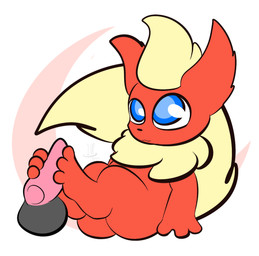 3_toes ambiguous_gender anthro balls duo erection feet foot_fetish foot_play footjob fur genitals male male/ambiguous paws penile penis sex simple_background smile toes two-footed_footjob thefablednekos nintendo pokemon eeveelution flareon generation_1_pokemon pokemon_(species) 2016 dated digital_media_(artwork)