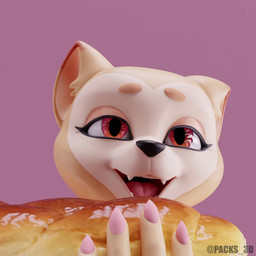 ahegao anthro bread colored_nails female food fur holding_food holding_object looking_pleasured makeup mascara nails pink_nail_polish pink_nails red_eyes simple_background smile sniffing solo teeth text uvula packs_3d valorlynz_(modeler) blender_cycles kpop_demon_hunters shiba_(shibashibs) canid canine canis domestic_dog mammal shiba_inu spitz 1:1 3d_(artwork) 3d_animation animated blender_(artwork) digital_media_(artwork) hi_res meme no_sound short_playtime webm