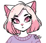 anthro female hair heart_symbol pink_hair solo whiskers micromango felid feline mammal pastel_theme signature