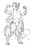 2_tails 4_arms 4_pecs 4_toes abs anthro biped claws featureless_crotch feet flexing flexing_bicep flexing_both_biceps hand_on_hip hand_on_leg logo looking_at_viewer male markings multi_arm multi_limb multi_pecs multi_tail multifur muscular muscular_anthro nude pecs pose simple_background smile solo standing tail tail_markings teeth_showing toe_claws toes white_background kacey chipfox canid canine fox mammal red_fox true_fox 2023 absurd_res artist_logo artist_name greyscale hi_res monochrome traditional_media_(artwork)