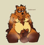 anthro balls belly big_balls big_belly black_nose bodily_fluids body_hair brown_body erection genital_fluids genitals happy_trail male moobs musk nipples overweight overweight_male penis precum simple_background solo jessiborowski11 animal_crossing nintendo tom_nook_(animal_crossing) canid canine mammal raccoon_dog tanuki 2025 hi_res