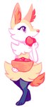 anthro apple basket biped container eating eyelashes female fluffy fluffy_tail food fruit fur holding_apple holding_basket holding_container holding_food holding_fruit holding_object inner_ear_fluff paws pink_eyes plant pupils simple_background solo standing tail tuft white_background white_body white_fur white_sclera yellow_body yellow_fur flavia-elric nintendo pokemon braixen generation_6_pokemon pokemon_(species) 2018 digital_media_(artwork) hi_res