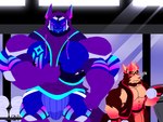 armpit_hair big_muscles body_hair bulge clothing duo gym hairy huge_muscles hyper hyper_muscles jockstrap machine male male/male muscular nipple_piercing nipples piercing size_difference underwear big_neon_dragon canid canine canis mammal protogen wolf 4:3 hi_res