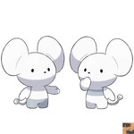 anthro based_on_leaked_content biped black_eyes black_nose chibi dot_eyes duo grey_body simple_background white_body reallydarkandwindie nintendo pokemon generation_9_pokemon mammal pokemon_(species) rodent tandemaus 1:1 2022 hi_res