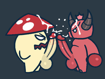 2_horns angry angry_sex anthro balls big_balls big_penis bodily_fluids breath cum cum_on_face duo erection frottage fungus genital_fluids genitals glans horn huge_balls huge_penis humanoid_genitalia humanoid_penis male male/male mushroom penile penis penises_touching pink_body red_glans red_penis sex white_penis gemsum mushroom_(gemsum) sausage_(gemsum) domestic_pig elemental_creature fungi_fauna mammal suid suine sus_(pig) 2026 2d_animation 4:3 animated loop seamless_loop