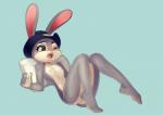 anthro biped blush bodily_fluids breasts clothing female fur grey_body grey_fur hat hat_only headgear headgear_only headwear headwear_only long_ears lying mostly_nude nipples on_back one_eye_closed open_mouth small_breasts solo sweat three-quarter_view celebrated_earl disney zootopia judy_hopps lagomorph leporid mammal rabbit absurd_res digital_drawing_(artwork) digital_media_(artwork) full-length_portrait hi_res portrait shaded simple_shading