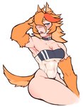 abs blush clothed clothing fangs female muscular muscular_female one-piece_swimsuit partially_clothed solo swimwear teeth thick_thighs translucent translucent_clothing translucent_swimwear buffpup_(artist) gris_swimsuit meme_clothing vchiban vtuber buffpup animal_humanoid canid canid_humanoid canine canine_humanoid dog_humanoid humanoid mammal mammal_humanoid 2022 hi_res meme