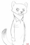 angry anthro clothed clothing glare male sharp_teeth solo teeth boreoboros disney pack_street zootopia fan_character marty_(weaver) mammal mustelid musteline stoat true_musteline weasel hi_res monochrome