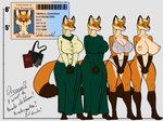 anthro big_breasts braided_hair braided_ponytail breasts college_student curvy_figure female gloves_(marking) hair leg_markings markings ponytail simple_background socks_(marking) solo wsad_(artist) tabitha_(wsad) canid canine fox mammal model_sheet