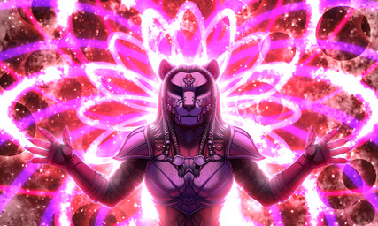 abstract_background anthro armor claws fangs female fur jewelry leather leather_armor piercing psychedelic psychedelic_background solo teeth white_body white_fur conditional_dnp ratte microsoft the_elder_scrolls the_elder_scrolls_online dra'ni felid khajiit mammal vampire 2023 5:3 hi_res