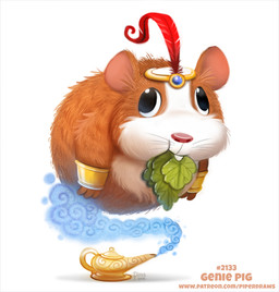 ambiguous_gender anthro black_eyes brown_body brown_fur buckteeth derp_eyes eating feathers food fur humor lamp lettuce plant pun red_body red_feathers simple_background slightly_chubby smoke solo teeth vegetable visual_pun whiskers white_background white_body white_fur piper_thibodeau caviid genie guinea_pig mammal rodent 2018 digital_media_(artwork) digital_painting_(artwork) painting_(artwork)