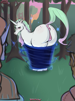 anatomically_correct anatomically_correct_anus anatomically_correct_genitalia anatomically_correct_vulva angry animal_genitalia animal_vulva anus big_butt blush bound butt captured embarrassed equine_anus equine_genitalia equine_vulva evening eyebrows eyelashes female feral forest forest_background freckled_butt freckles fur genitals gradient_hair group hair hooves horn humanoid_pointy_ears legs_tied looking_back magic magic_bondage magic_user mane nature nature_background outside pink_anus pink_vulva plant pointy_ears presenting presenting_anus presenting_hindquarters presenting_vulva puffy_anus questionable_consent raised_tail red_eyes sparkles tail tree trio vulva white_body white_fur hashdrawingslasher mythology equid equine humanoid mammal mythological_creature mythological_equine unicorn 2023 3:4 digital_media_(artwork) digital_painting_(artwork) hi_res painting_(artwork)