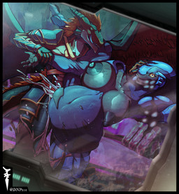 armor big_breasts bodily_fluids breasts cum cum_inflation cum_inside duo excessive_cum excessive_genital_fluids female genital_fluids inflation male sex vaginal wings dnp101 halo_(series) microsoft mythology xbox_game_studios alien dragon mythological_creature mythological_scalie sangheili scalie hi_res