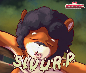 anthro belly brown_body extreme_size_difference female male mouth_closed oral_vore size_difference slurping solo vore white_belly squeakerbunny mammal murid murine mustelid otter rat rodent absurd_res hi_res