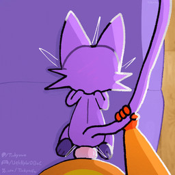 ambiguous_fluids anal anal_penetration anthro blush blush_lines butt doggystyle duo first_person_view from_behind_position fur furniture genitals holding_tail knot knotted_penis long_tail male male/male orange_body orange_fur paws penetration penile penile_penetration penis penis_in_ass purple_body purple_fur sex sofa sofa_sex tail tail_pull text tinky mob_entertainment poppy_playtime smiling_critters catnap_(poppy_playtime) dogday_(poppy_playtime) canid canine canis domestic_cat domestic_dog felid feline felis mammal 1:1 animated loop url