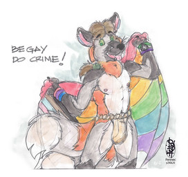 2_tails anthro asian_clothing bisexual clothing east_asian_clothing female flag fundoshi green_eyes hair head_hair japanese_clothing lgbt_pride male multi_tail open_mouth ponytail pride pride_colors solo tail therian tongue tongue_out two_tailed_fox underwear wrist_warmer fennec_(artist) fennec_(character) canid canine cross_fox fox mammal red_fox true_fox werecanid werecanine werecreature werefox painting_(artwork) watercolor_(artwork)
