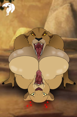 anthro big_breasts blue_eyes bodily_fluids breasts duo female female/female huge_breasts looking_at_viewer orange_eyes saliva saliva_string sloppy_kiss tongue tongue_out dino1fan101 disney the_lion_king nala_(the_lion_king) zira_(the_lion_king) animal_humanoid felid felid_humanoid feline humanoid lion mammal mammal_humanoid pantherine hi_res