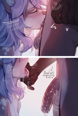 ahegao anthro balls blush bodily_fluids breasts brown_body close-up cum cum_inside dialogue duo erection faceless_anthro faceless_character faceless_male fellatio female female_penetrated foreskin fur genital_fluids genitals good_girl hair humanoid_genitalia humanoid_penis leaking looking_pleasured male male/female male_penetrating male_penetrating_female nude open_mouth oral oral_penetration penetration penile penile_penetration penis profanity purple_hair sex simple_background small_breasts speech_bubble text tongue tongue_out white_body white_fur gekko-seishin gekko_(gekko-seishin) stibium_(gekko-seishin) deer domestic_cat felid feline felis mammal 2025 absurd_res comic digital_media_(artwork) english_text hi_res shaded