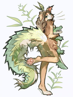 anthro big_tail bodily_fluids breasts brown_body brown_fur brown_hair butt crocodile_tail detailed_fur detailed_tail ear_piercing female french_artist fur green_eyes hair hug hugging_object hugging_plushie looking_at_viewer looking_back on_one_leg pawpads paws piercing pink_pawpads plush_tail plushie pose smile solo standing sweat sweaty_tail tail thick_tail wide_hips pietskaa_(artist) slush_(junglebeeart) crocodile crocodilian hybrid reptile scalie 2026 detailed digital_media_(artwork) full-length_portrait hi_res painting_(artwork) portrait