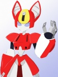 female gesture grey_eyes machine red_body solo waving asherxii medabots peppercat_(medabots) peppercat robot hi_res