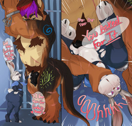 animal_genitalia animal_penis anthro armpit_hair big_butt big_muscles big_penis black_penis body_hair bottomwear butt canine_genitalia canine_penis chest_tuft clothing cuff_(restraint) dominant duo female female_anthro flaccid fur genitals grey_body grey_fur hair handcuffed handcuffs heart_eyes heart_symbol huge_butt interspecies larger_dom larger_male male male/female male_anthro metal_cuffs musclegut muscular muscular_anthro muscular_male pants penetration penile penile_penetration penis penis_in_vagina prison prisoner pubes purple_hair questionable_consent restraints shortstack shortstack_female size_difference smaller_female smaller_penetrated thick_thighs torn_clothing tuft vaginal vaginal_penetration goat-kun disney instant_loss_2koma zootopia judy_hopps pheeze canid canine canis domestic_dog european_rabbit german_shepherd herding_dog lagomorph leporid mammal oryctolagus pastoral_dog rabbit absurd_res hi_res
