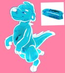 ambiguous_fluids ambiguous_gender anthro frutiger_aero inflatable sack slime solo tail translucent translucent_body water_wiggler grubskull mythology dragon goo_creature mythological_creature mythological_scalie scalie hi_res photography_(artwork)