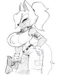 alternate_costume anthro bell bell_collar big_breasts breasts cleavage clothed clothing clothing_swap collar cosplay exposure_variation eyes_closed female gun nipple_outline ranged_weapon solo weapon kevinsano idw_publishing sega sonic_the_hedgehog_(comics) sonic_the_hedgehog_(idw) sonic_the_hedgehog_(series) lanolin_the_sheep_(sonic) whisper_the_wolf canid canine canis mammal wolf 2023 hi_res