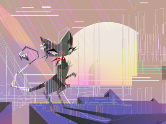abstract_background anthro brown_body brown_fur detailed_background female fur grey_body grey_fur pink_sclera solo surrealism tail tail_tuft tuft naircat domestic_cat felid feline felis mammal 2015 aliasing binary_drawing digital_drawing_(artwork) digital_media_(artwork)