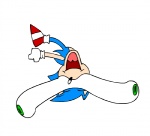 anthro blue_body blue_fur blue_hair fur green_eyes hair happy male one_arm one_leg running solo walking what chabichou zeurel sega sonic_the_hedgehog_(series) sonic_the_hedgehog eulipotyphlan hedgehog mammal animated short_playtime