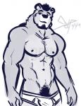 abs anthro beard biceps biped briefs bulge clothed clothing facial_hair front_view hair male muscular muscular_anthro muscular_male navel pecs pubes short_hair simple_background smile solo standing tighty_whities topless underwear white_background white_briefs white_clothing white_underwear bgn enrique_(bgn) bear mammal 2014 blue_and_white digital_media_(artwork) half-length_portrait line_art monochrome portrait signature watermark