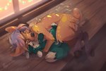 detailed_background fingers fur hair hooves hug inside plushie smile tan_body tan_fur yellow_eyes reysi elidi_(hazardezlizzie) juju_(silentbluemoon) deer mammal absurd_res digital_media_(artwork) hi_res