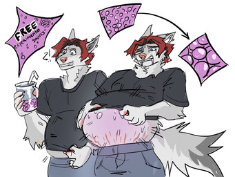 anthro belly belly_expansion belly_inflation beverage big_belly clothing egg eggnant expansion growth growth_sequence inflation male oviposition pregnant pregnant_anthro pregnant_male rapid_pregnancy stretch_marks ulvbecker canid canine canis mammal wolf 4:3 hi_res sequence