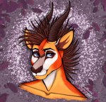 anthro brown_eyes eyebrows horn hydros looking_at_viewer male purple_eyes smile smiling_at_viewer solo thehuntingwolf antelope bovid gazelle mammal thomson's_gazelle true_antelope 2024 absurd_res bust_portrait dated digital_media_(artwork) digital_painting_(artwork) hi_res icon portrait